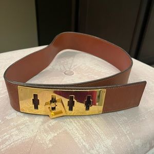 Tory Burch Cognac Belt with Gold Hardware
